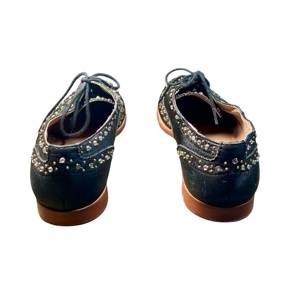 Steve Madden Leather Rhinestone Oxfords Black Size 7.5 - Picture 5 of 9